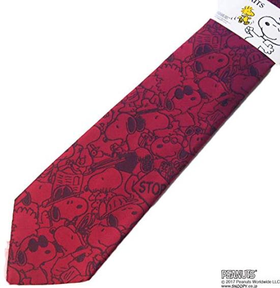 [Shikisai no Mise] Snoopy Tie, Cute Anime Character Tie, Silhouette (Red)