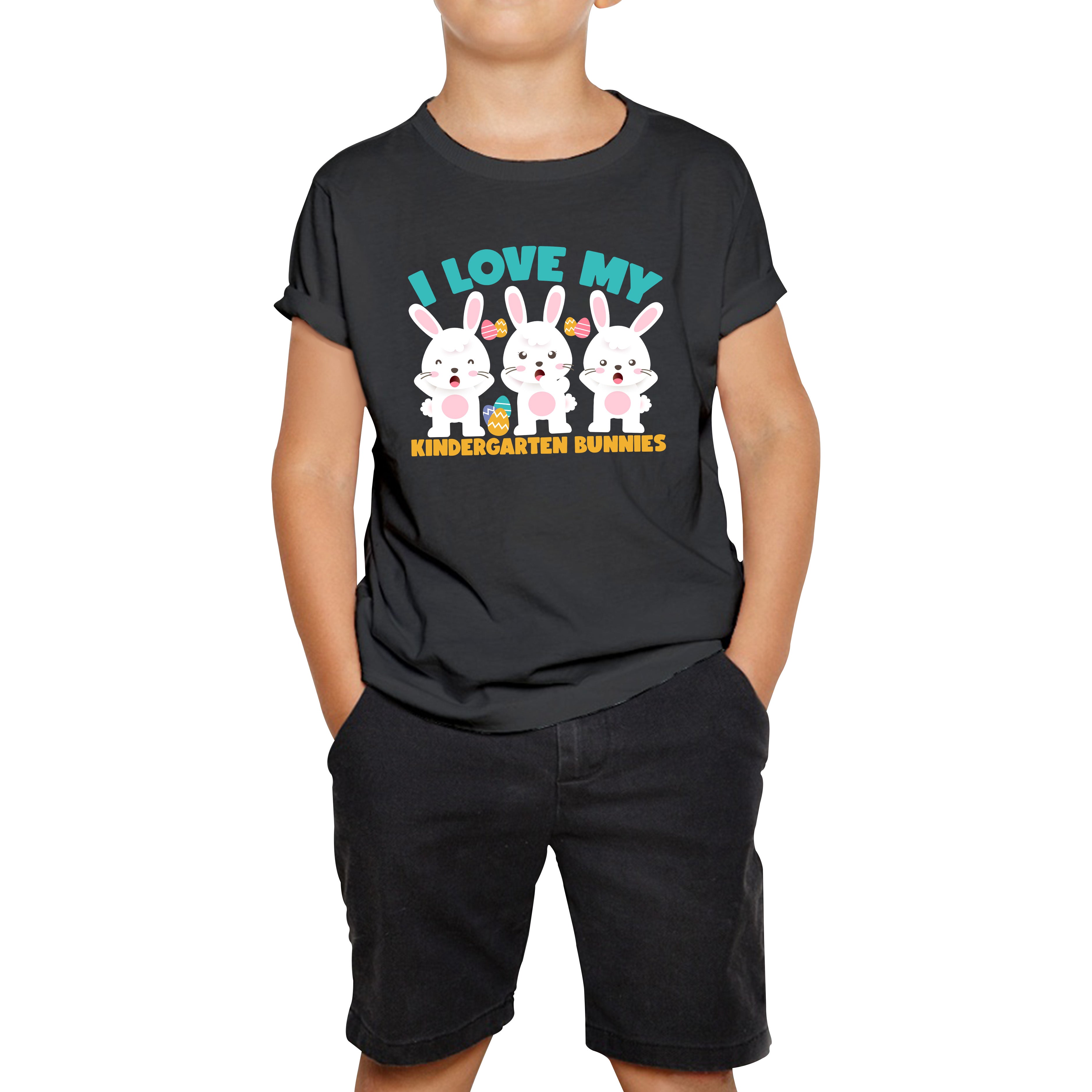 

I Love My Kindergarten Bunnies Teacher Easter Bunny Teacher Back To School Kids Tee 150