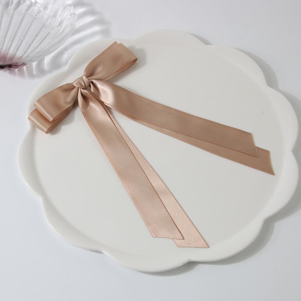Elegant Bow Ribbon Hair Clip Fashion Simple Solid Satin Clip Hair Pin Spring Retro Headband with Clips Girls Hair Accessories