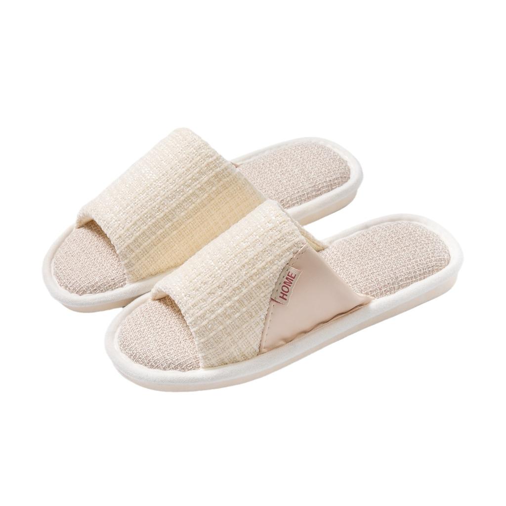 Linen slippers women's spring and autumn four seasons indoor household cotton and linen home non-slip male summer couple