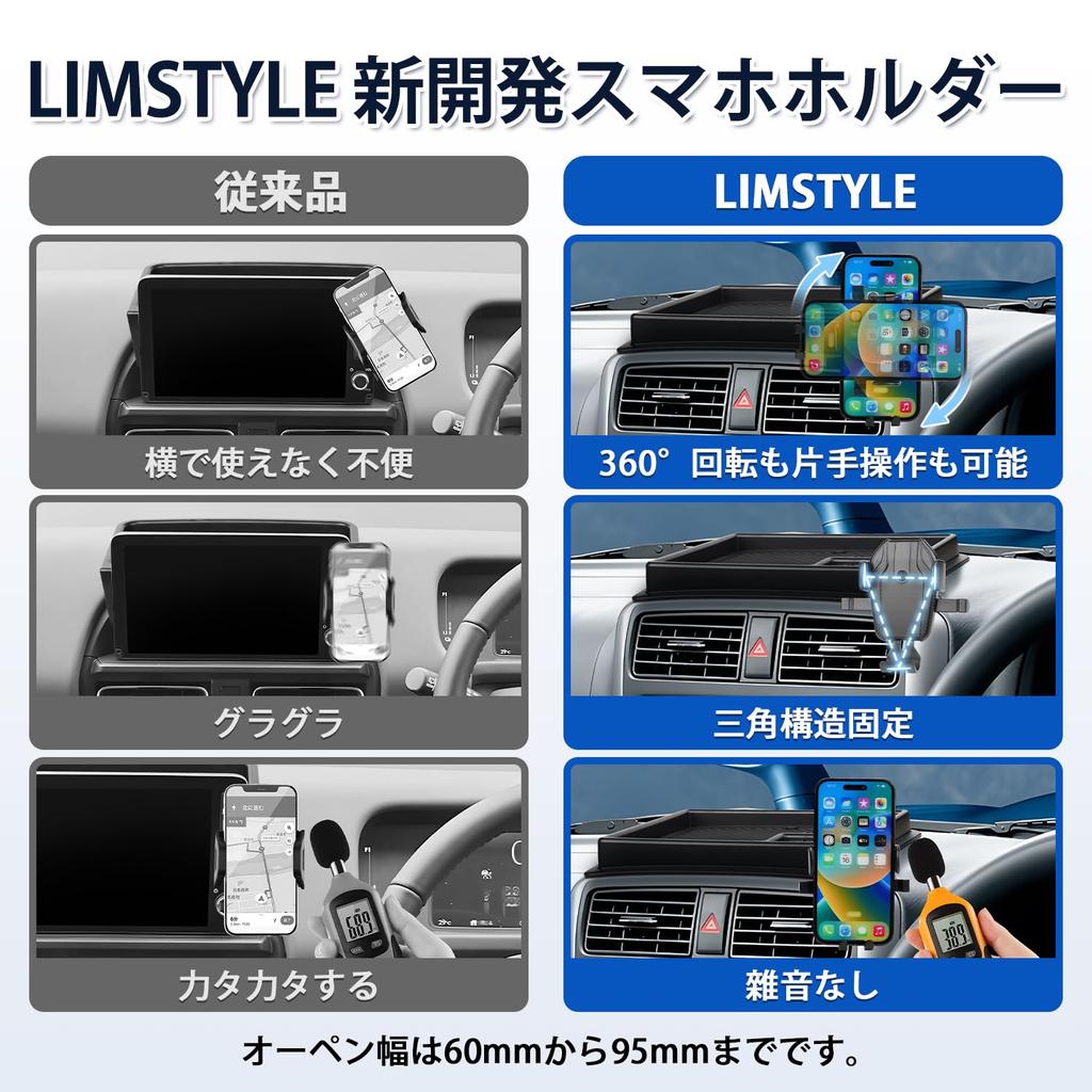 LIMSTYLE Dashboard Tray for Suzuki Jimny Sierra Rotating Storage Box with Smartphone Small Item and Coin Custom Interior Divider Resistant ABS Resin