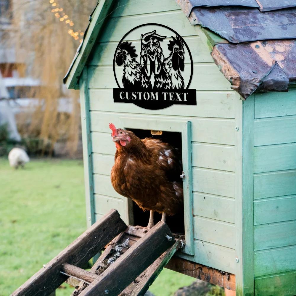 Personalized Chicken Metal Sign Custom Farmhouse Wall Art
