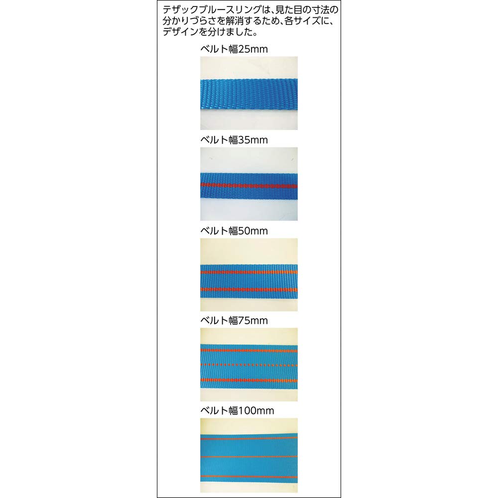 TESAC Blue JIS Grade on Both 100mm Wide x 4m 3E 100X4 Sling, 3, Eye-Shaped Ends, Long,