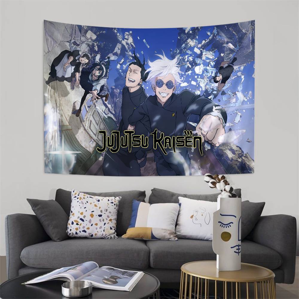 Popular Anime Jjujutsu Kkaisen Printed Large Wall Tapestry Indian Buddha Decoration Witchcraft Bohemian Hippie Wall Art Decor
