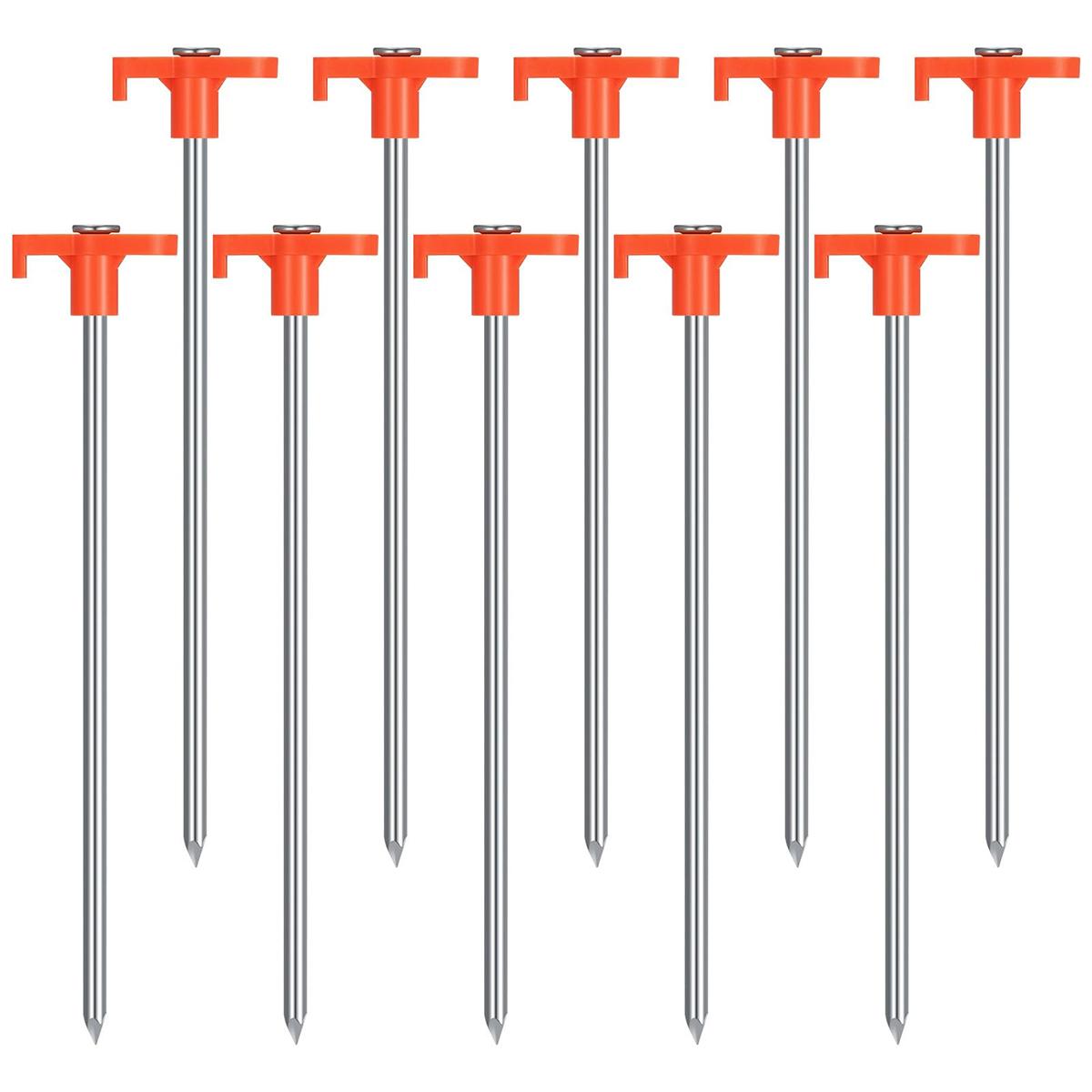 

10 Pack Tent Ground Pegs Heavy Duty Metal Tent Stakes for Hard Ground Camping Awnings