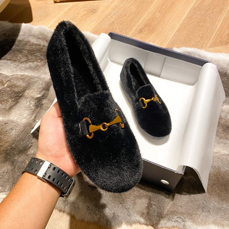 Mao Mao Shoes Women's Winter Wear 2025 Mink Hair Doudou Shoes Thick-soled Velvet Thermal Cotton Shoes Large Size Velvet Thicker