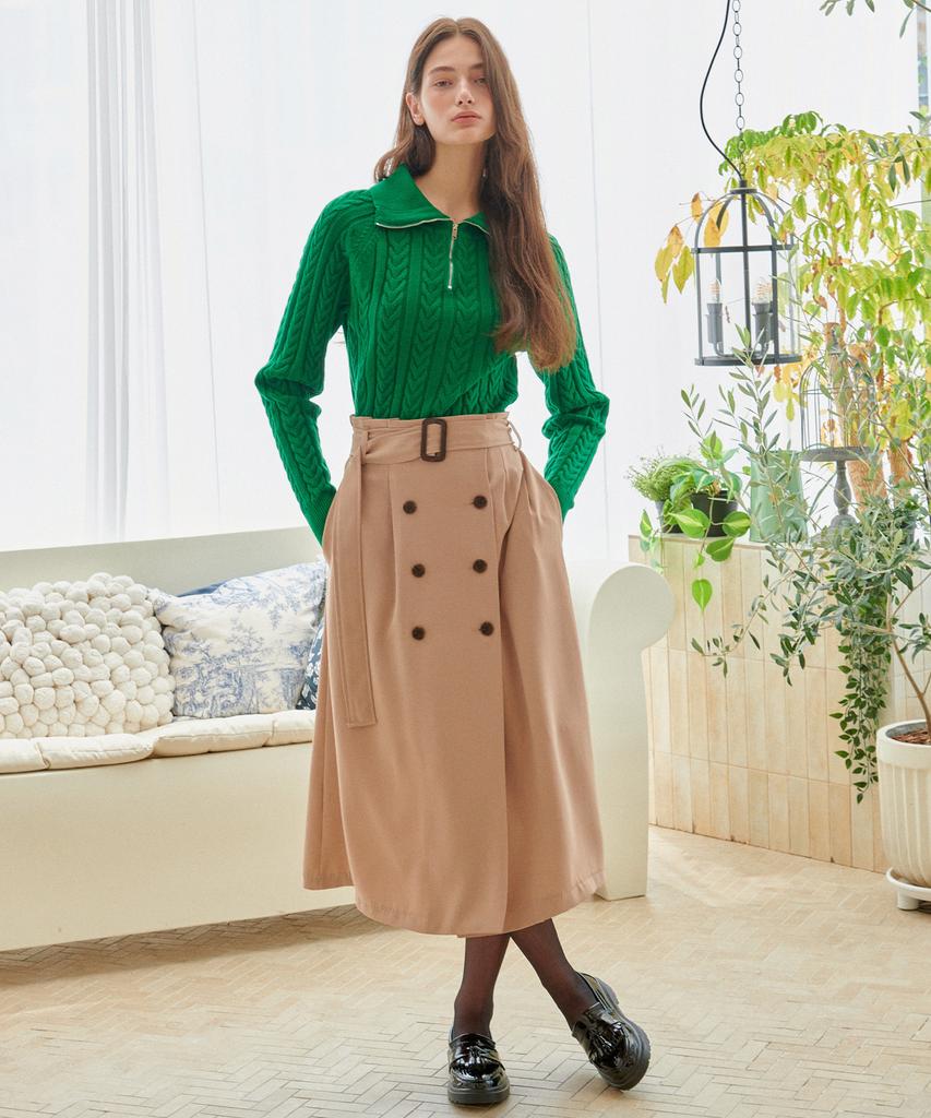 BIBYSEOB Half Zip Crop Knit Green [T33]