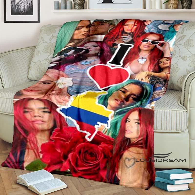 Customizable K-KAROL G Printed Comfortable Soft Blanket Home Fashion Sofa Bed Living Room Warm Portable Travel Gift Blanket
