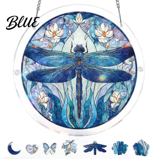 Vibrant Light Projection Decor Acrylic Puzzles Sun Catcher Stained Glass Effect Window Hanging Decor Colorful Catcher Hummingbird Flowers