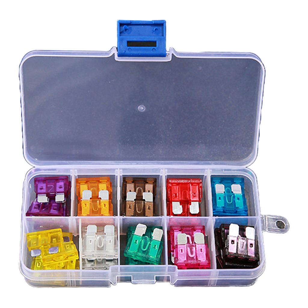 50Pcs Auto Car Truck Fuse Assortment 3/5/7.5/10/15/20/25/30/35/40A Standard Car Fuse Replacment Automotive Fuse