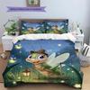 3-Piece Bedding Set: Cartoon Cricket, Firefly, and Starry Night Meadow Print – Bedroom Home Decor
