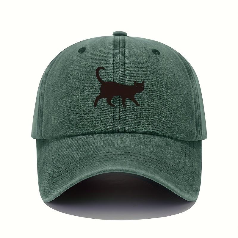 Black cat printed baseball cap for men and women, fashionable outdoor casual hat, sun protection, shopping