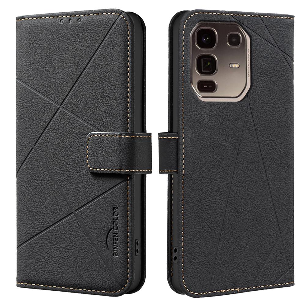 For Infinix Note 50 Pro+ 5G Case BINFEN COLOR BF35 Geometry Imprinted Leather Phone Cover RFID Blocking Wallet Stand