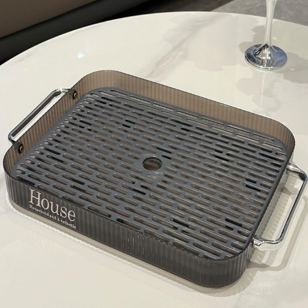 

Многофункциональный поднос для чая Прямоугольный держатель для кофейного и чайного сервиза Поднос для фруктов и десертов Сервировка десертов серый