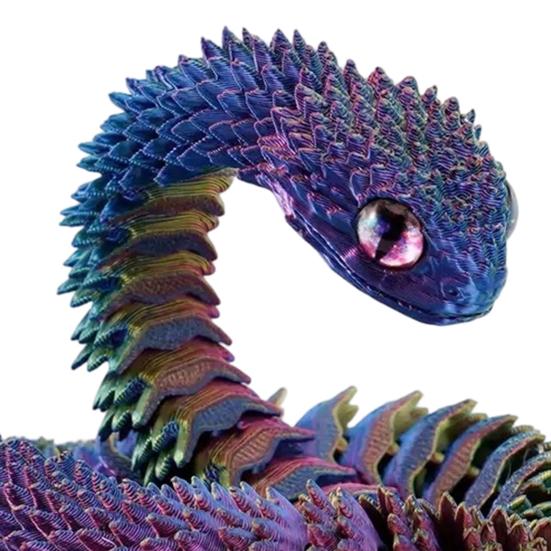 Movable Joints Snake Figurine 3D Printed Articulated Toy, Flexible Jointed Statue Figurine, Realistic Fidget Toy for Desk Decor