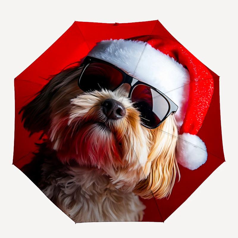 1pc Santa Dog Automatic Folding Umbrella - 8-Rib Automatic Open/Close, Large Canopy Birthday Festival Gift Yy251217162