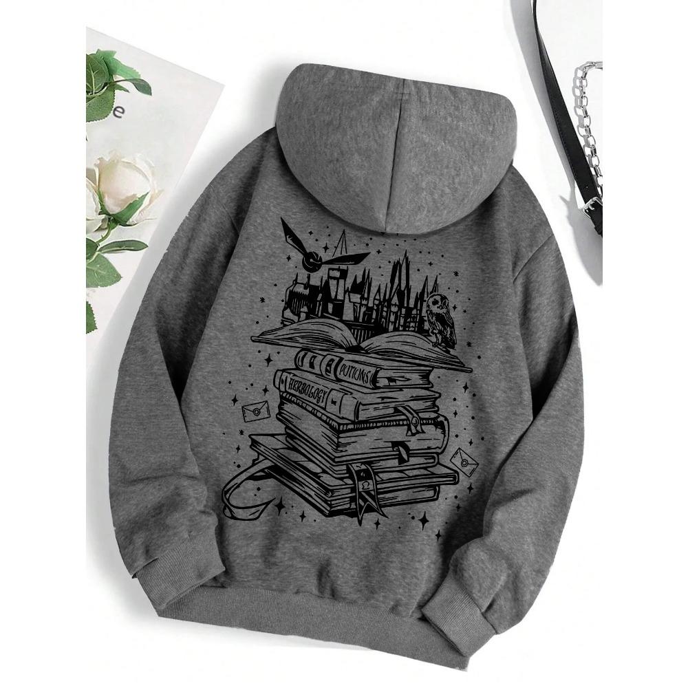 A Funny Book Printed Sweatshirt Women Harajuku Casual Loose Hooded Fashion Soft Comfortable Hoodies Autumn Warm Female Clothes