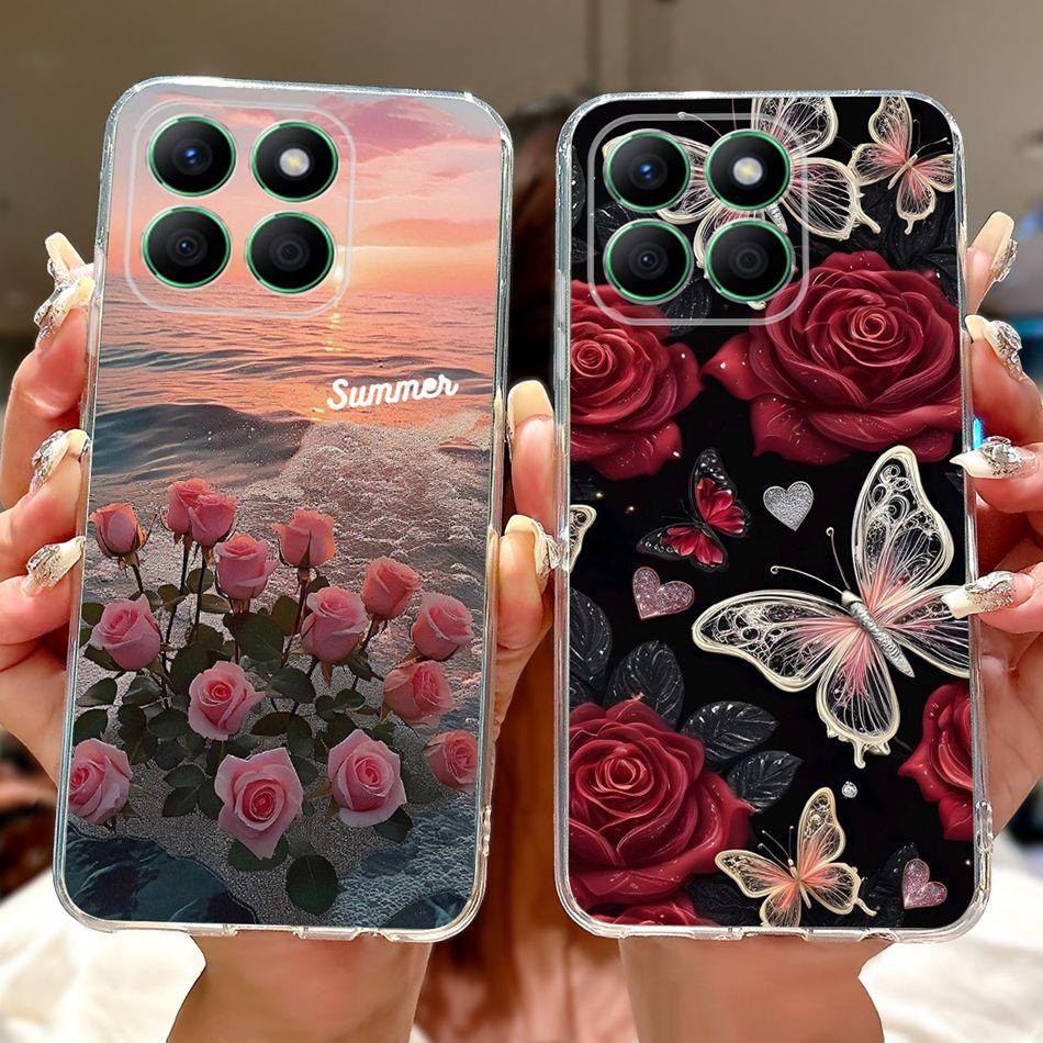 For Honor X8b Elegant Floral Butterfly Phone Case For HonorX8b X 8B 4G LLY-LX1 LLY-LX2 LLY-LX3 Soft Silicone TPU Cases