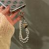 Ins Minimalist Style Simple Pearl Double Chain Heart Short Chain Niche Versatile Phone Case Anti-Lost Phone Chain Trendy
