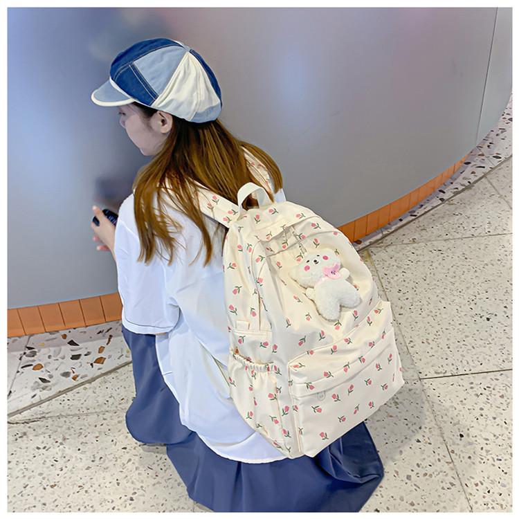 Schoolbag small floral backpack female Korean ins literary small fresh student schoolbag college style portable backpack versatile