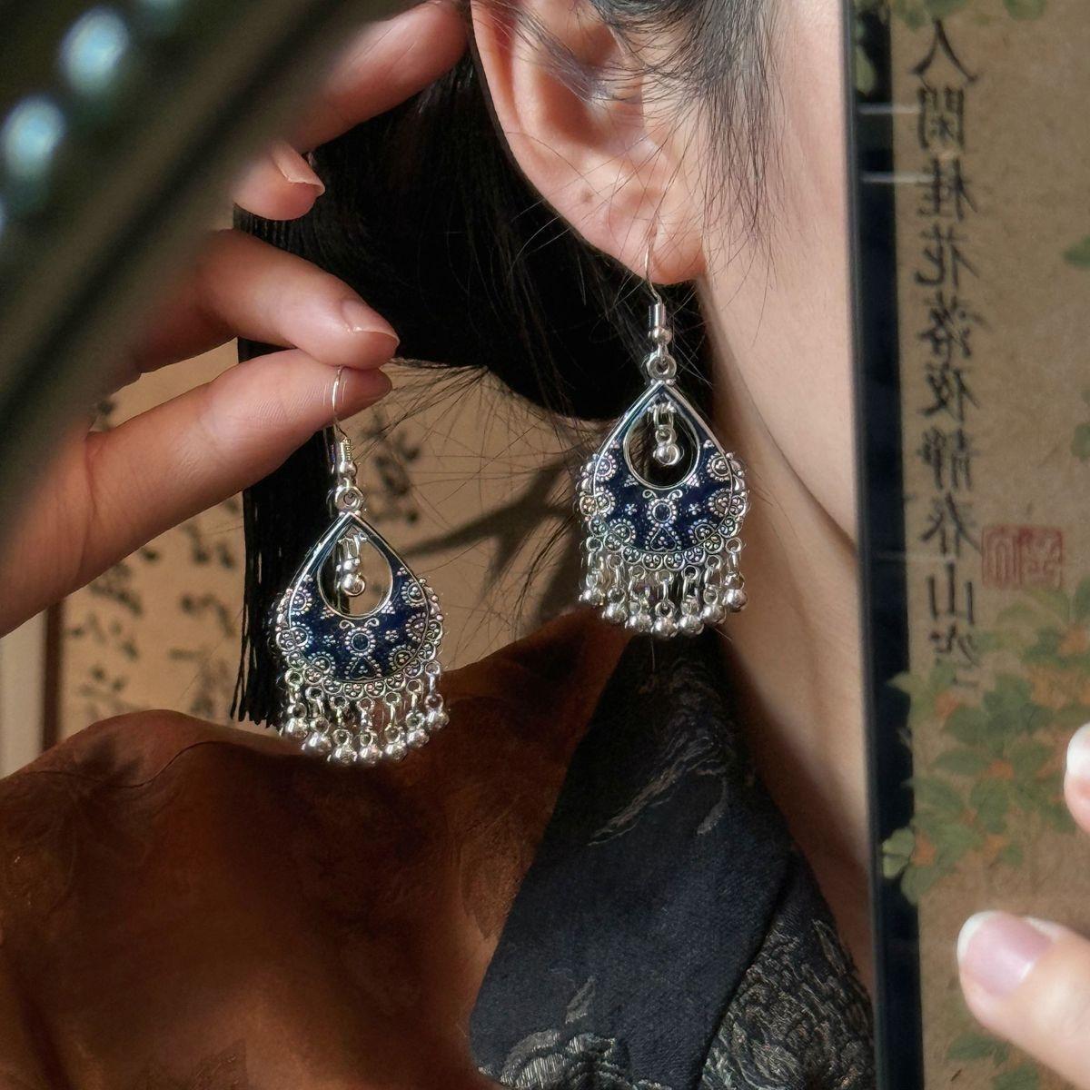 Новый китайский стиль крючок для уха этнический стиль античный античный стиль элегантная клипса для уха свежая и умная атмосфера нишевые серьги