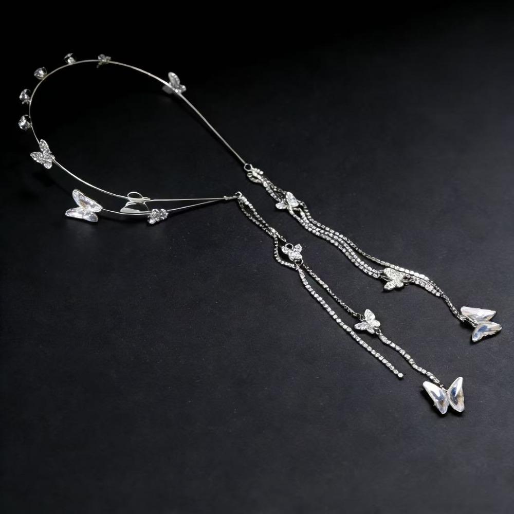 Butterfly Fringe Hair Hoop Alloy Woman Tiara New Design Rhinestone Headband Wedding