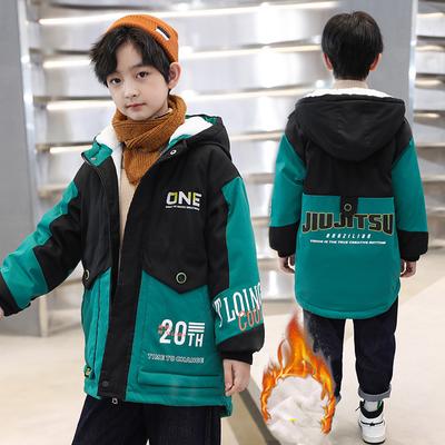 Dětský zimní plus sametový tlustý parka kabát venkovní teplá bunda monogramovaná bunda
