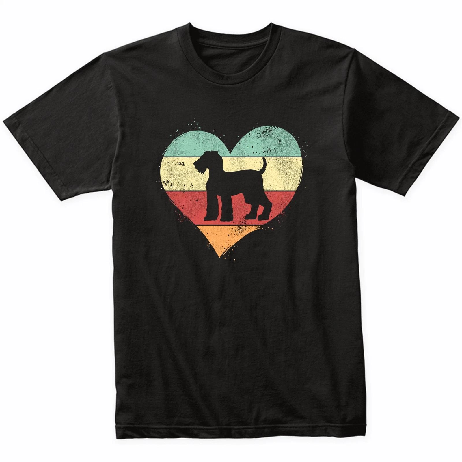 Retro Heart Airedale Terrier Dog Breed Silhouette Dog Owner Love T-Shirt 4XL