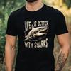 Men's T-Shirt Funny Shark Motif Cotton Size XS To 5XL