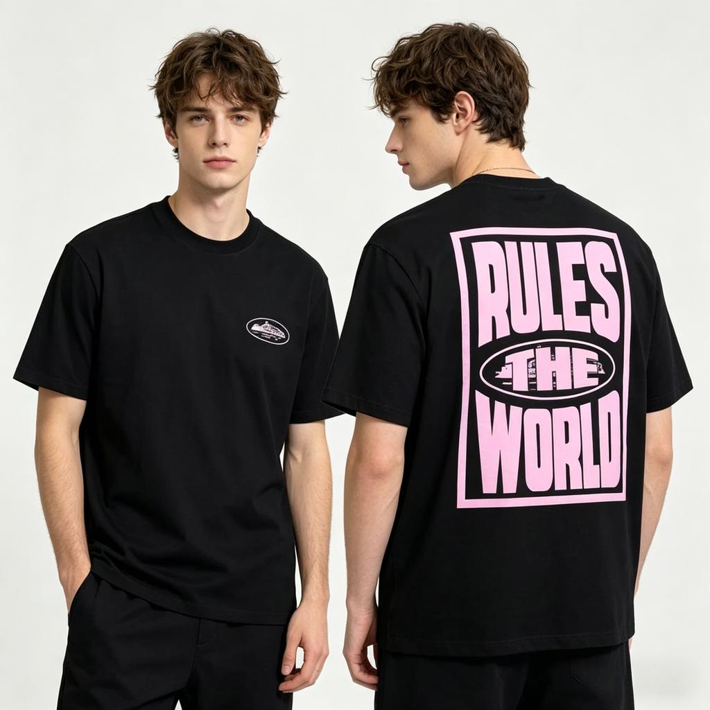 Rule The World Printed T-shirt for Men Classic Oversized Top Harajuku Round Neck T-shirt