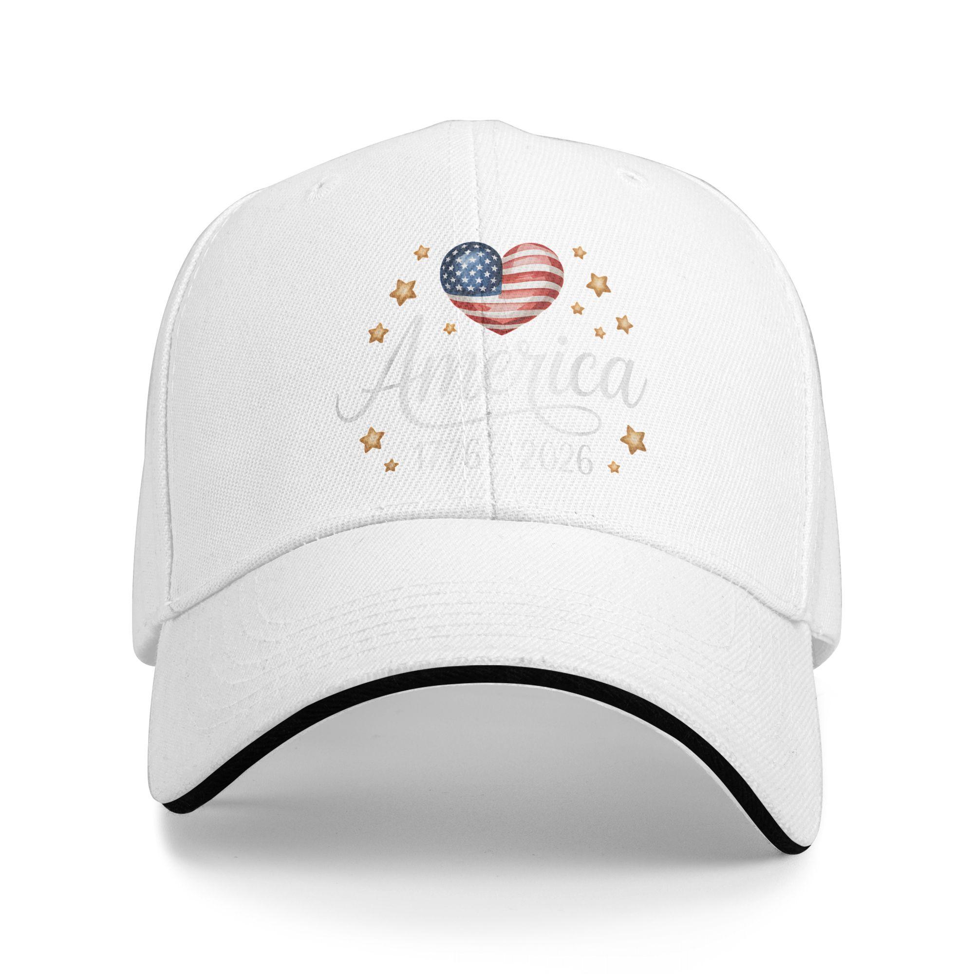 

Pretty Flag Heart 1776 2026 July 4th 250th Birthday Baseball Cap Men Print Hip Hop Hats Spring Trendy Camping Sun Baseball Caps As Picture белый