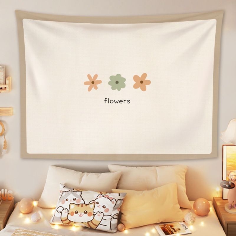 VIKAMAins Simple Small Flower Tapestry Cream Wind Morandi Color Block Flower Background Cloth Warm Tapestry Room Decoration