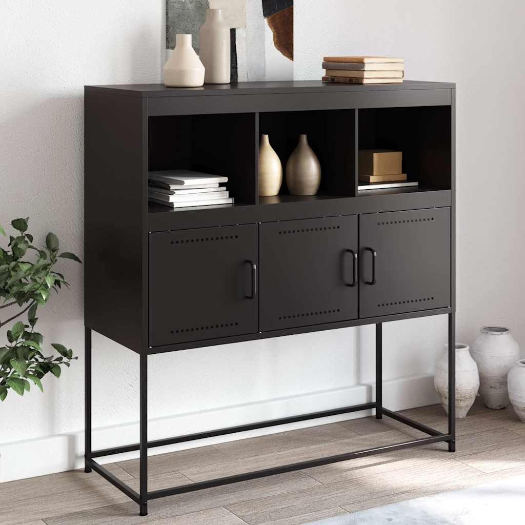 Sideboard Black 100.5 X 39 X 107 Cm Steel