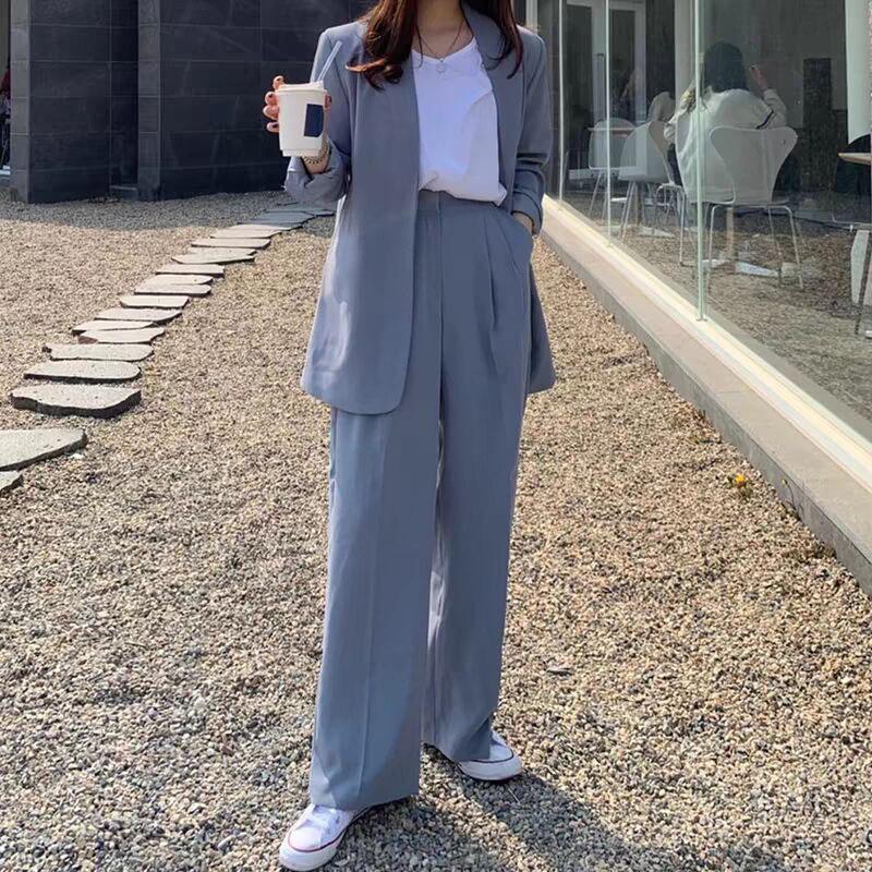 Korean Style 2025 Loose Casual Padded Shoulder Suit Jacket - Multiple Colors