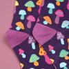 1 Pair Women Colorful Small Mushroom Print Mid-Calf Socks Fashionable Comfortable Suit In All Seasons