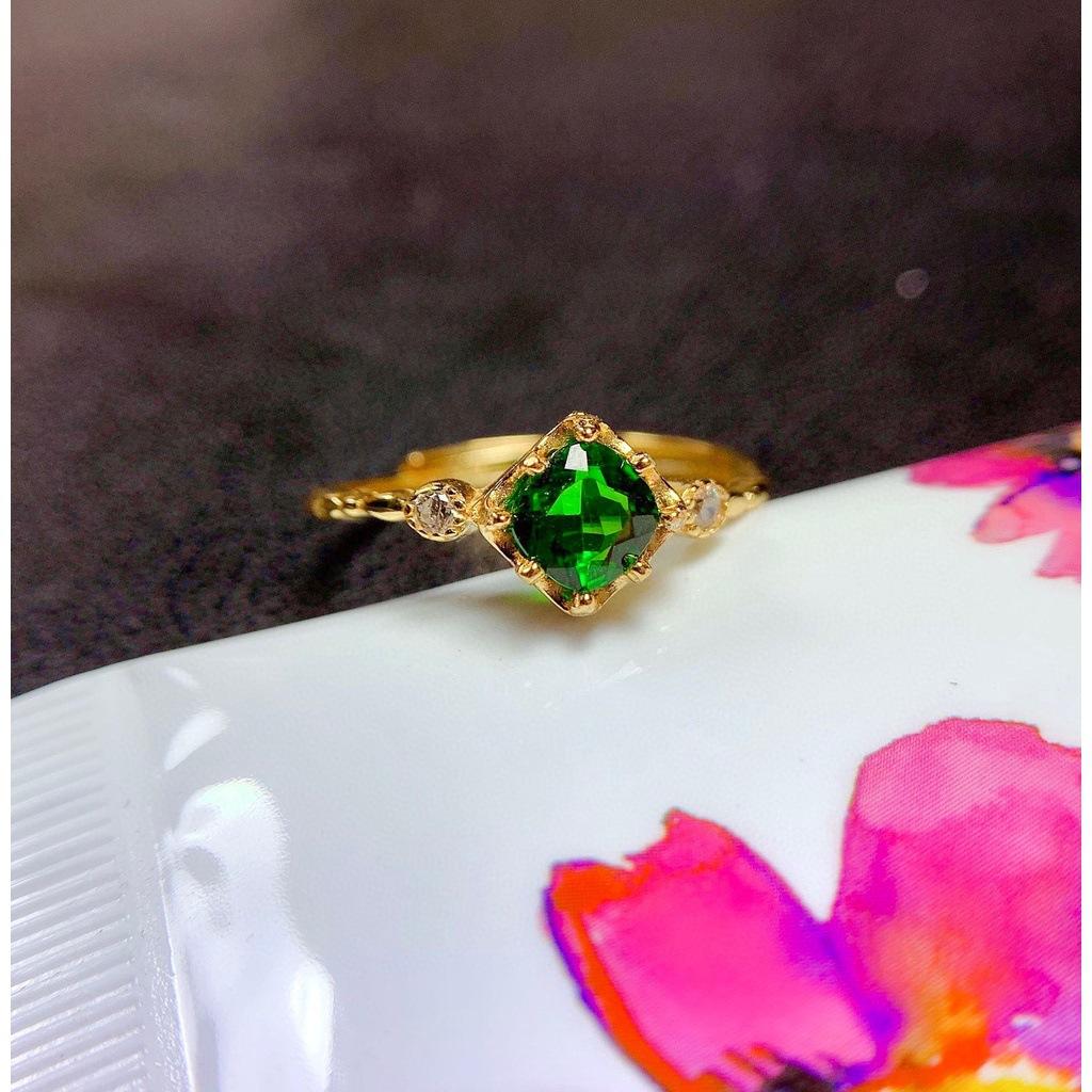 Retro Emerald Zircon Crystal Women's Fashion Jewelry Creative Geometric Niche Ring