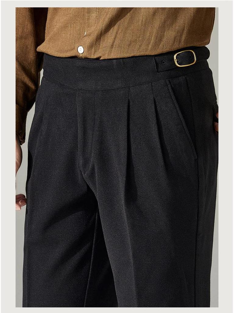 DFBOSS Gurkha Men's Slim Fit Dress Pants - Adjustable Waist, Straight Leg, Wrinkle-Free for Business Casual (Spring & Autumn)