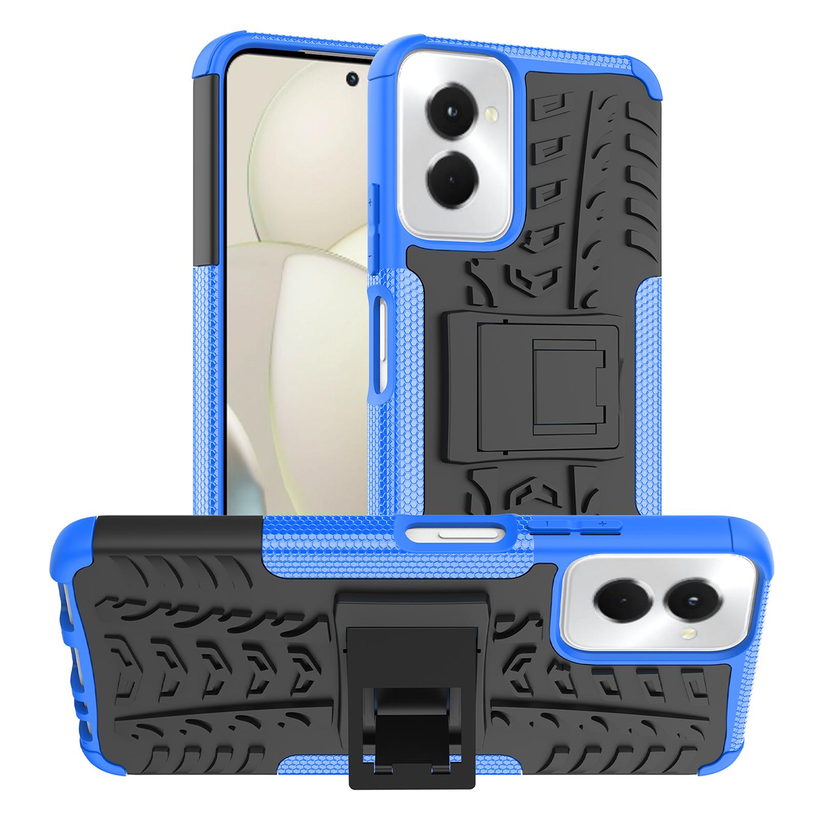 

Для Motorola Moto G Power (2024) Чехол-подставка PC+TPU с рисунком протектора, нескользящий чехол для телефона Blue