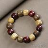 Retro Buddhist Bead Bracelet: Multi-Treasure Green & Purple Sandalwood, Single-Loop Unisex Jewelry