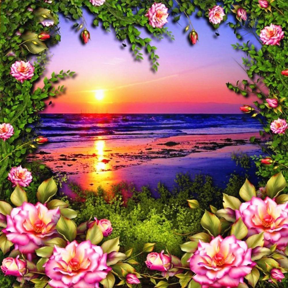 5d Diamond Painting Full Drill Square Landscape Flowers Diamond Embroidery Sale Plant Mosaic Home Decor