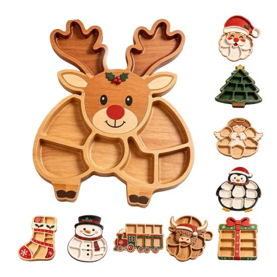 Festliche Nachmittagstee-Platte Weihnachtsbaum Servierplatte, Hölzerner Snack für Feiertagspartys, Mehrteilige Lebensmittel-Präsentations-Pinguin-Box