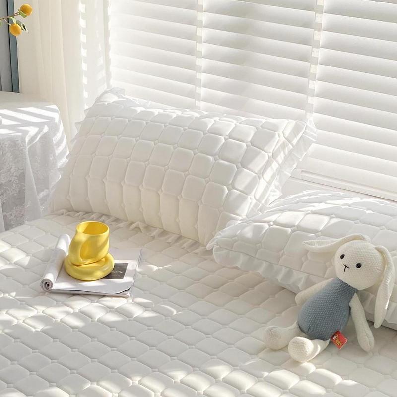 1/2pc Natural Latex Thickened Cooling Pillowcase Korean Style Ruffled Summer Pillow Cases Solid Ice Silk Breathable Pillow Cover