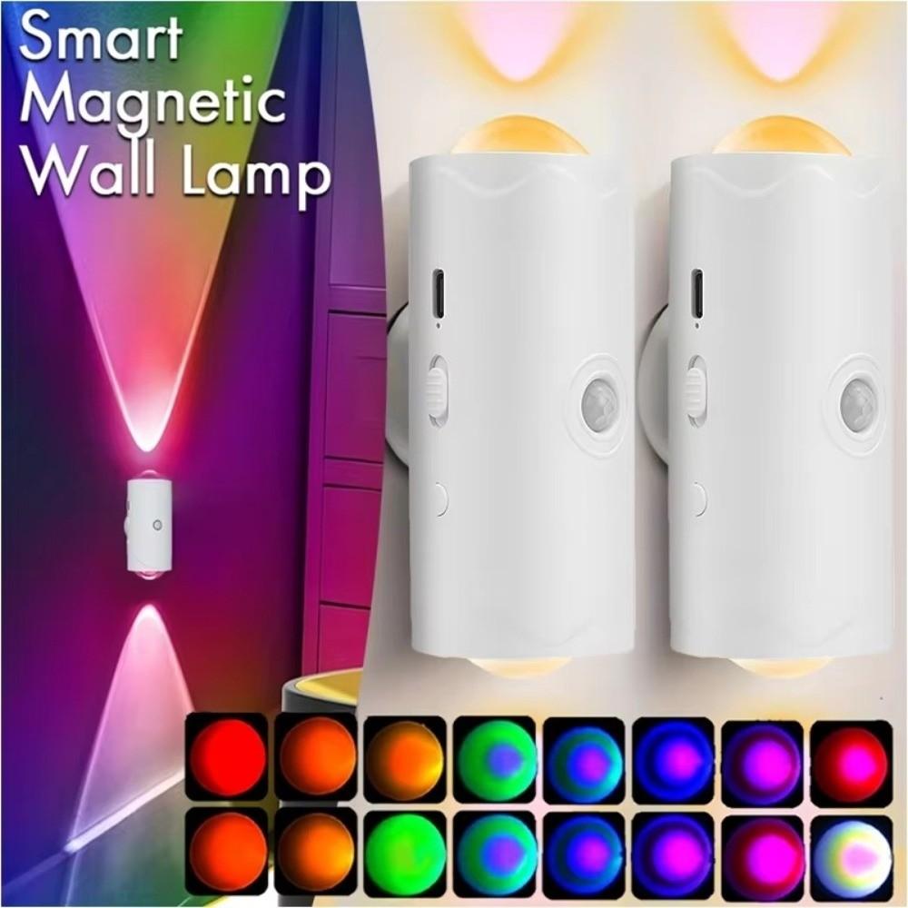 Dimmable Wall Lamp Rechargeable RGB Gradient Ambient Light Smart Magnetic Step Lamp  Bedroom