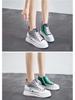 2025 Women's White High-Top Sneakers: Spring/Autumn Trendy Platform, Genuine Leather, Color-Matching, Height-Enhancing Design