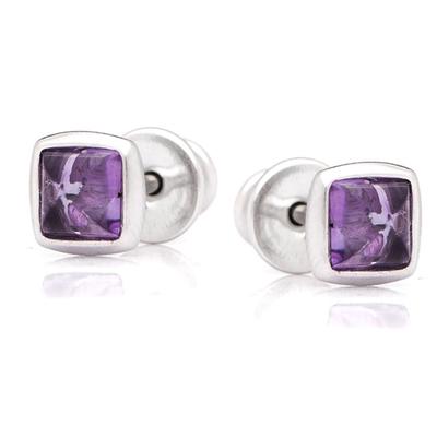 [Q9296] - Silver 'Meghan' Amethyst Silver Earrings (rhodium-plated) - 5x5 Mm