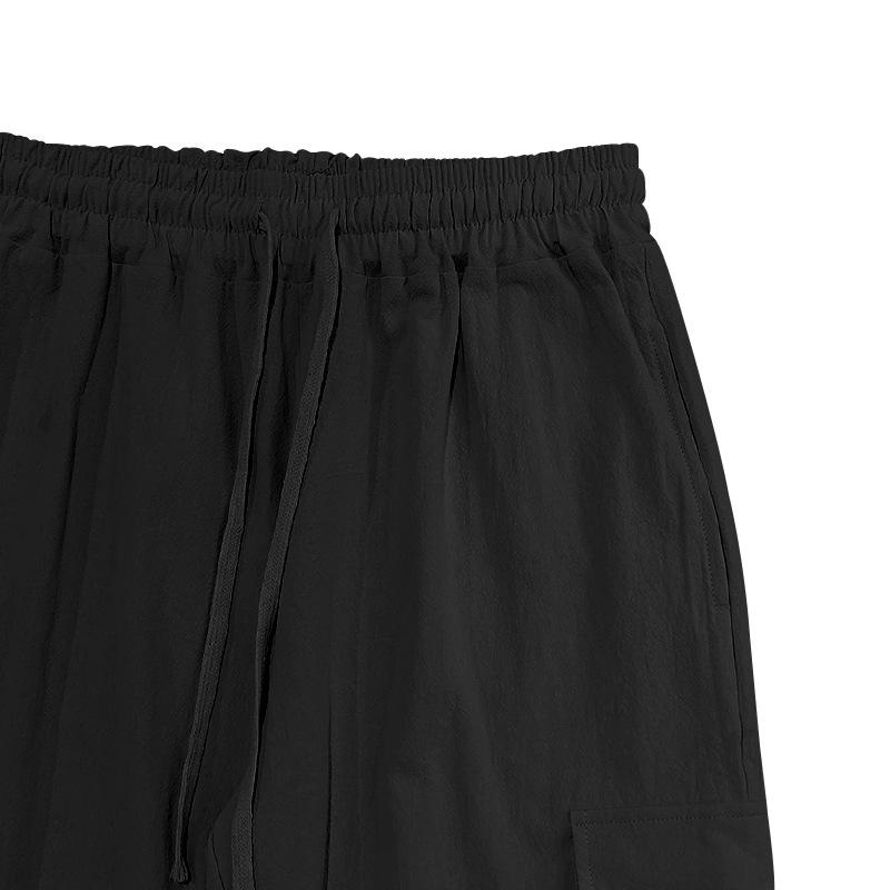 Modne Męskie Spodnie Casualowe z Bawełny i Lnu ze Sznurkiem, Wielokieszeniowe, Tie-Dye, Jednokolorowe, Luźne, Duży Rozmiar, Spodnie Robocze Mężczyzna