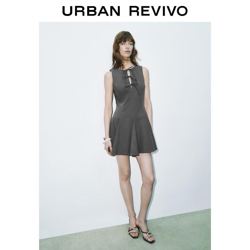 

UR Grey Series Bow-knot Tie Sleeveless A-line Dress XL