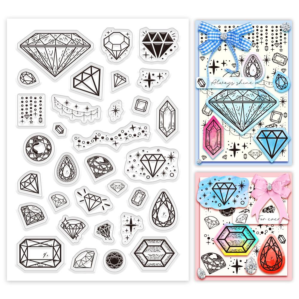 Custom PVC Plastic Clear Stamps for DIY Scrapbooking Photo Album Decorative Cards Making Diamond 160x110x3mm