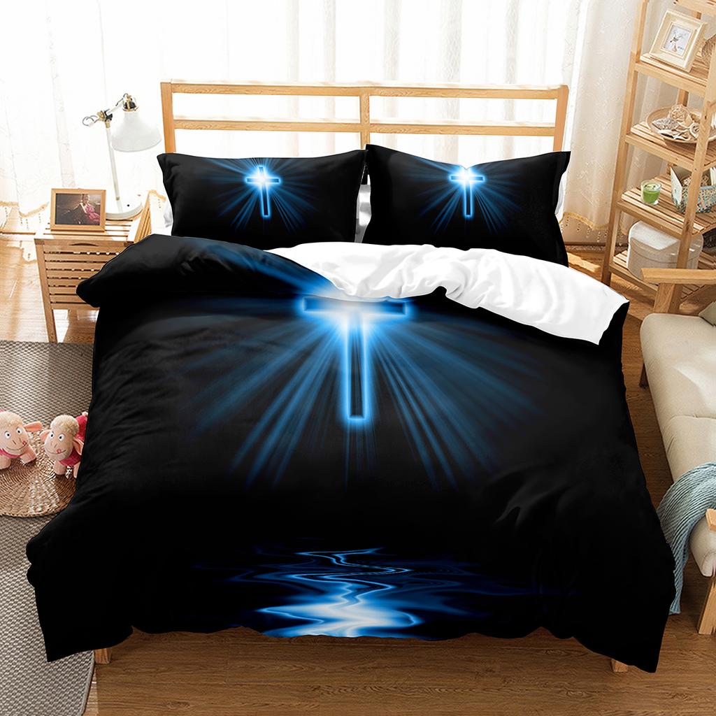 Comforter Christianity Bible Jesus Theme Religion Christian Cross Black Polyester King For Kids Adults