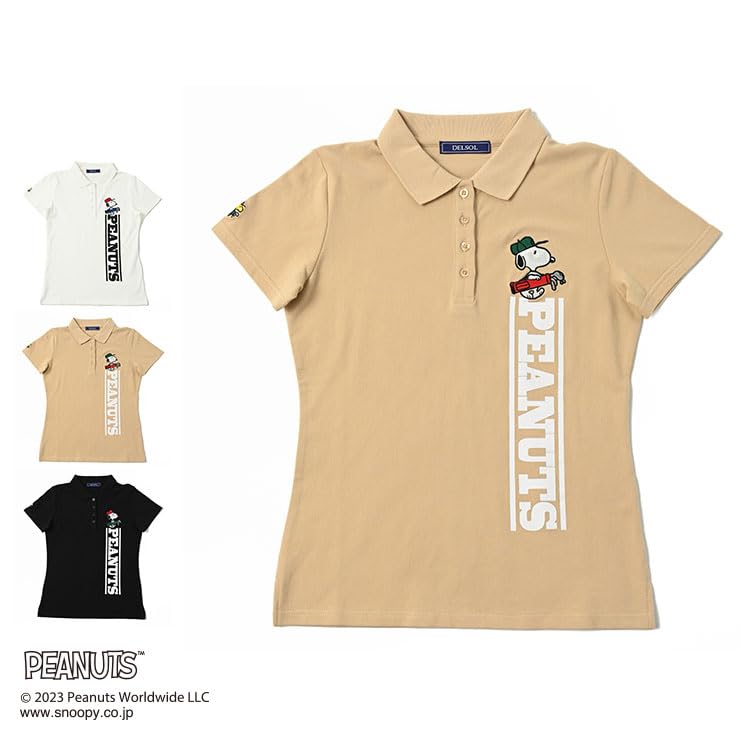 DELSOL X PEANUTS Snoopy Collaboration Short Sleeve Polo Shirt (S, WHITE)